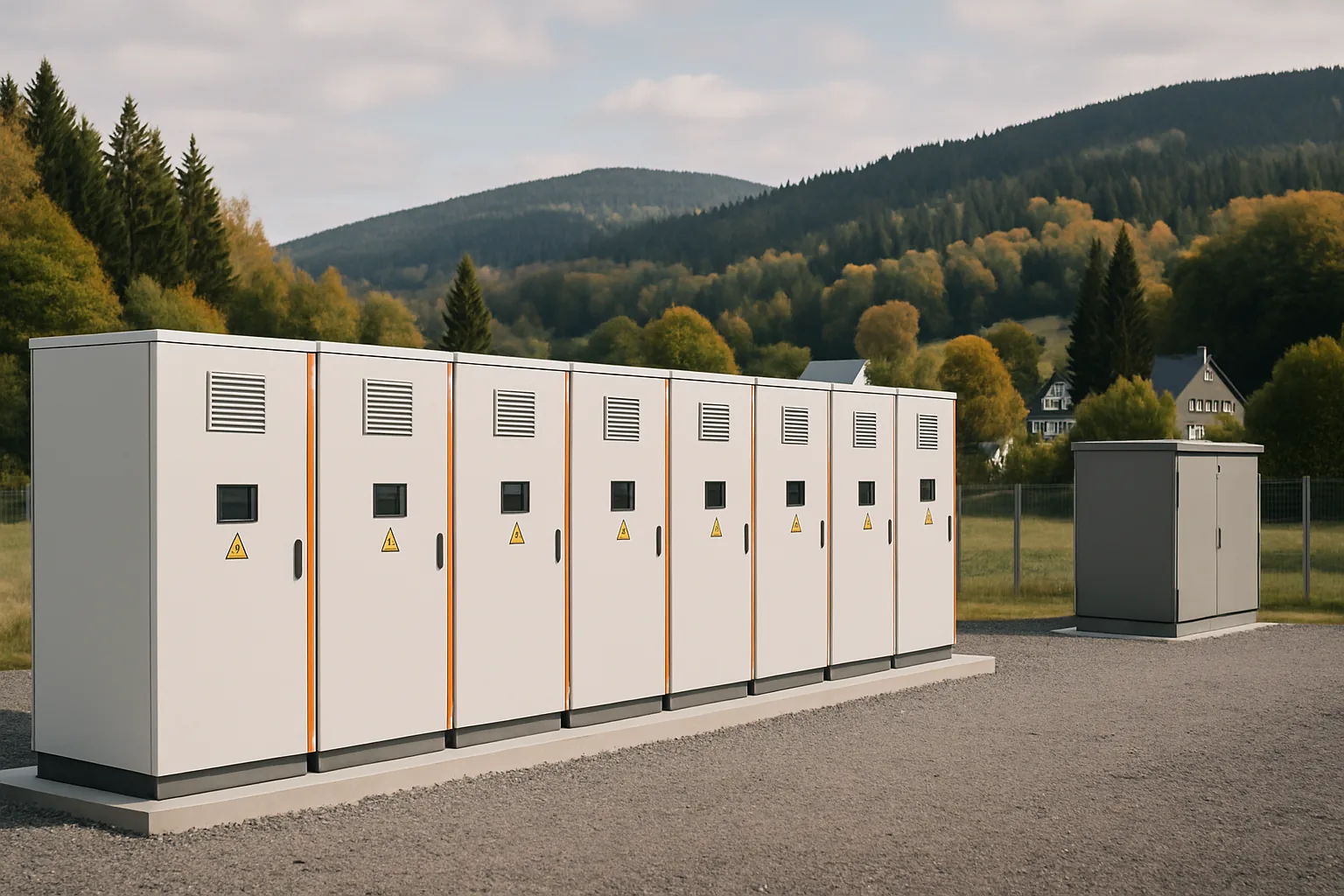Batteriespeicher-Projekt Schwarzenberg (Erzgebirge, Sachsen): 8 Speichereinheiten à 125 kW / 261 kWh — IAB-Turnkey-Projekt von ONEVOLT